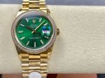 8+ Factory Gold Rolex Day-Date Replica Gold steel Case with White diamond diameter 36mm Watch